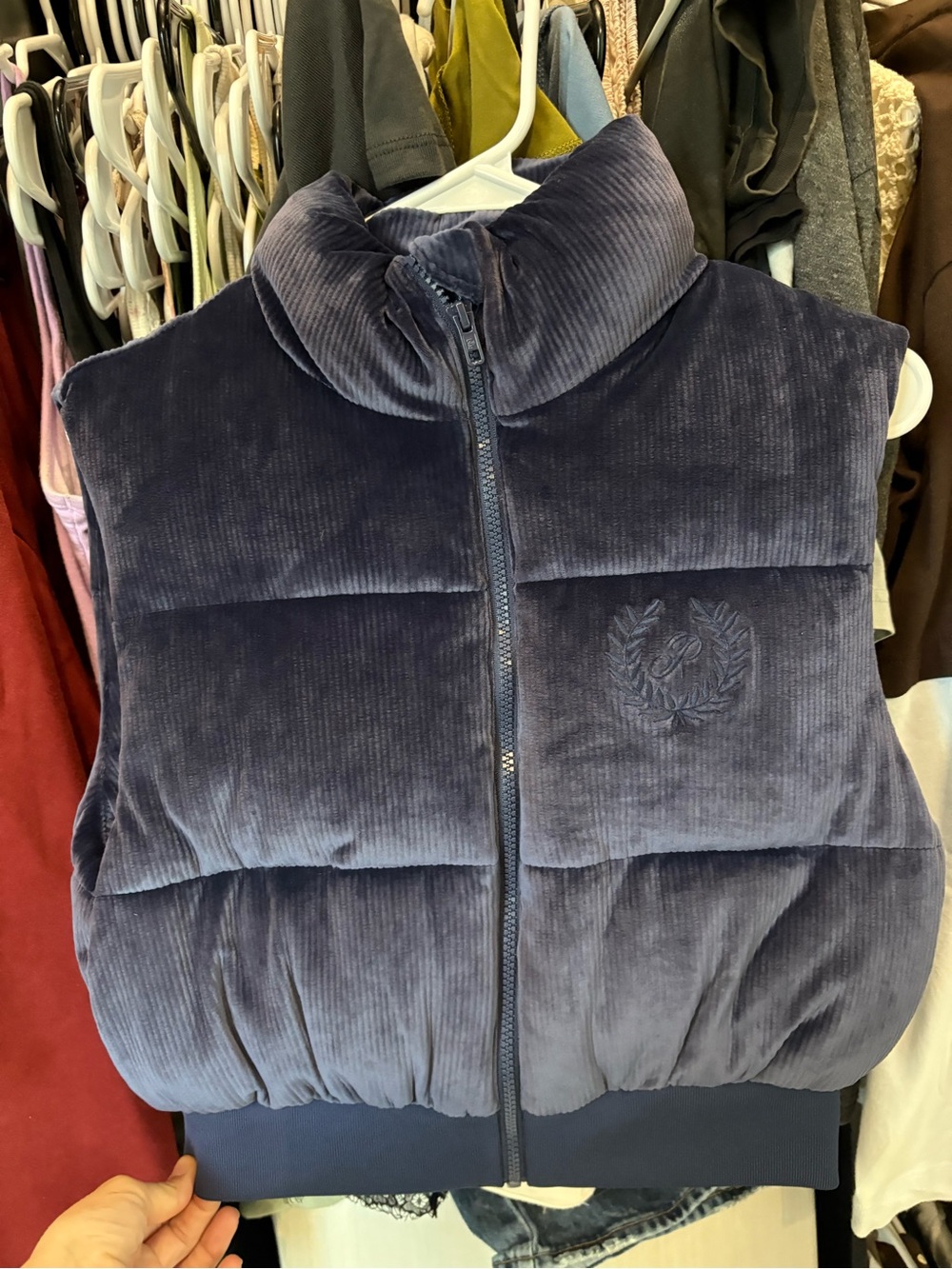 PINK Victoria's Secret Navy velvet Puffer Vest NWT.
